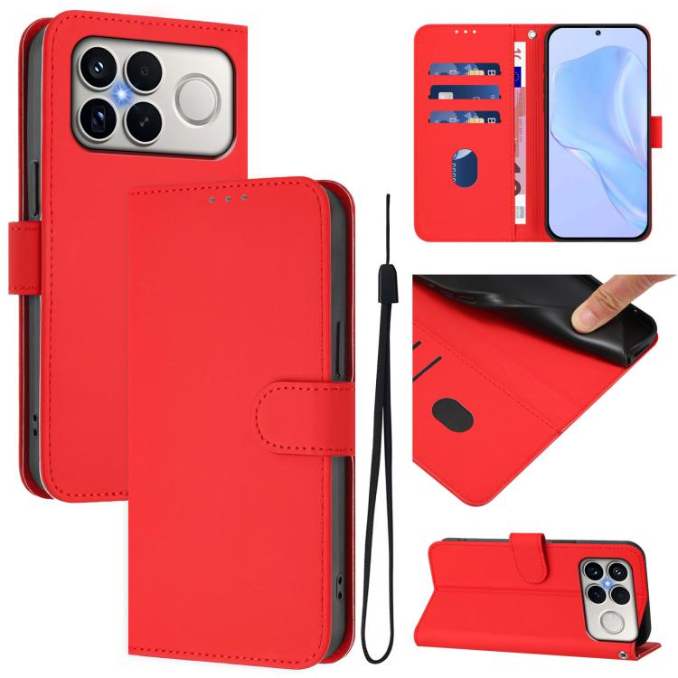 Skin Feel Solid Color Leather Phone Case with Lanyard, For Xiaomi 17 Max 5G