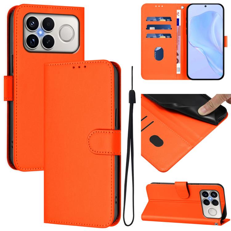 Skin Feel Solid Color Leather Phone Case with Lanyard, For Xiaomi 17 Max 5G