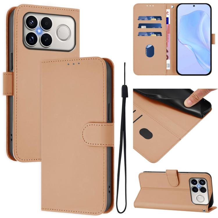 Skin Feel Solid Color Leather Phone Case with Lanyard, For Xiaomi 17 Max 5G
