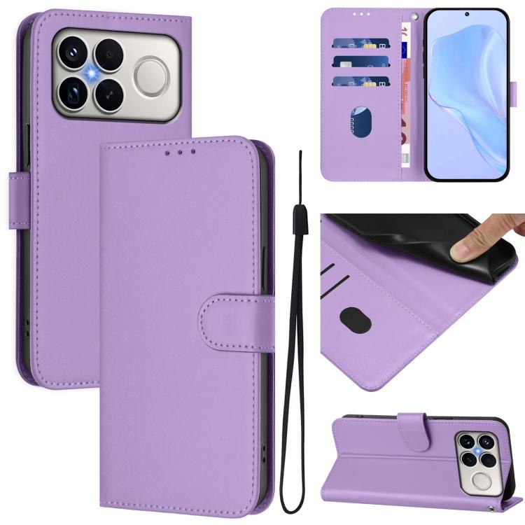 Skin Feel Solid Color Leather Phone Case with Lanyard, For Xiaomi 17 Max 5G
