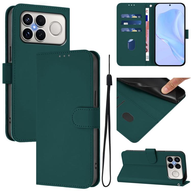 Skin Feel Solid Color Leather Phone Case with Lanyard, For Xiaomi 17 Max 5G