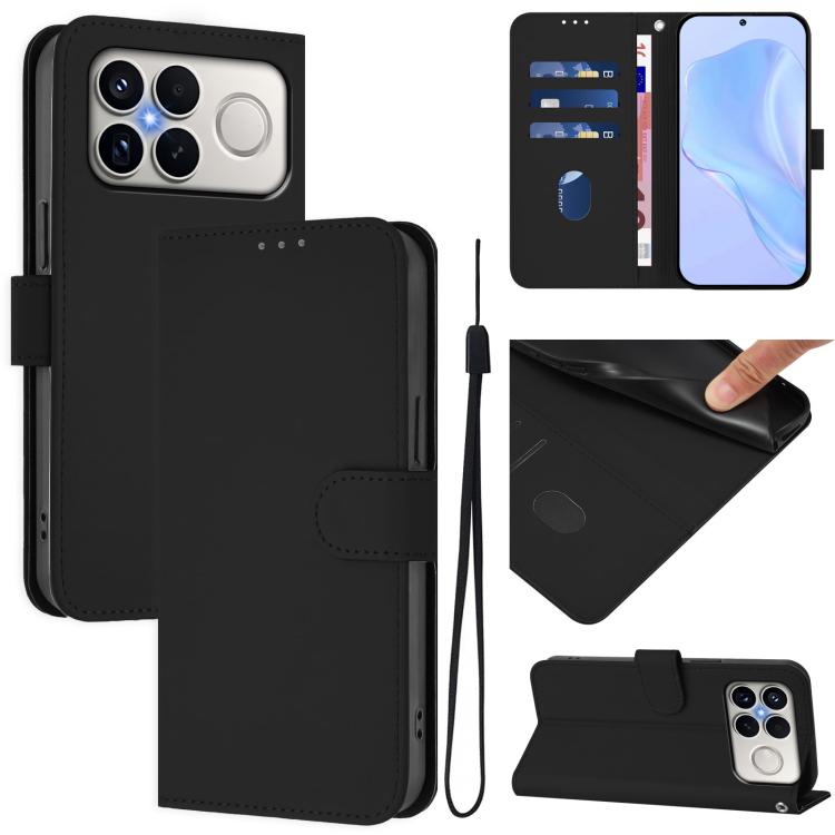 Skin Feel Solid Color Leather Phone Case with Lanyard, For Xiaomi 17 Max 5G