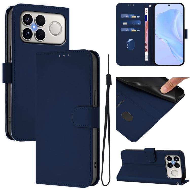 Skin Feel Solid Color Leather Phone Case with Lanyard, For Xiaomi 17 Max 5G