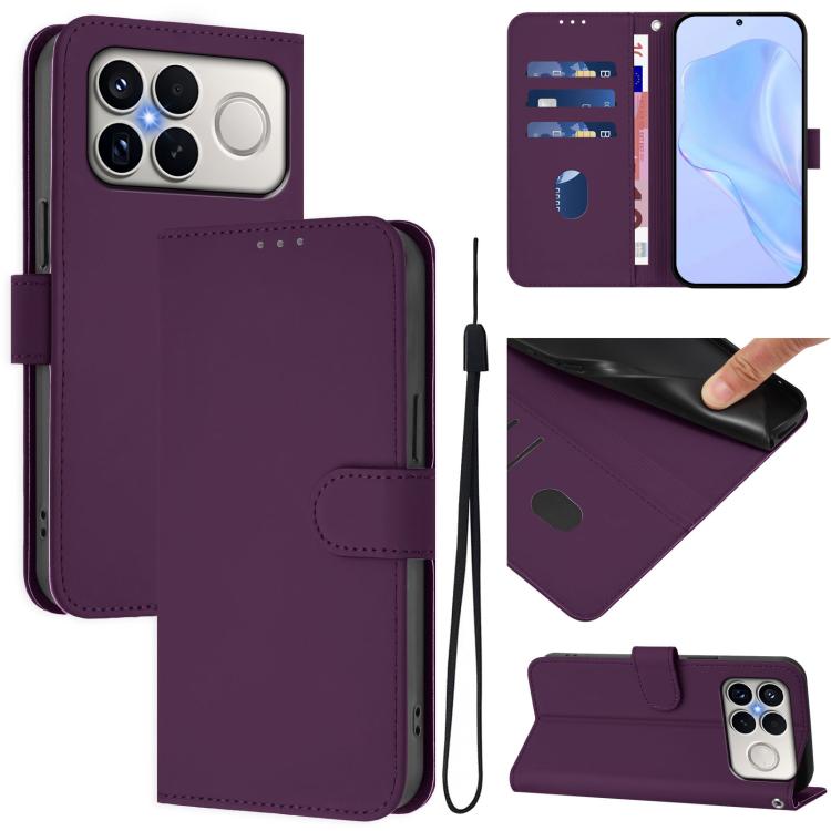 Skin Feel Solid Color Leather Phone Case with Lanyard, For Xiaomi 17 Max 5G