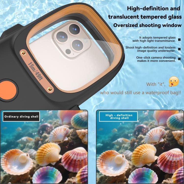 RedPepper Diving Case 15m Waterproof Protective Case for iPhone / Samsung / vivo / Huawei / Xiaomi(Black)