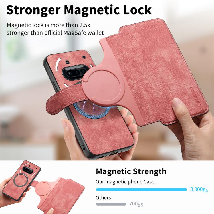For Nothing Phone 3a CaseNeo MagSafe RFID Anti-theft Retro Leather Phone Case(Pink)