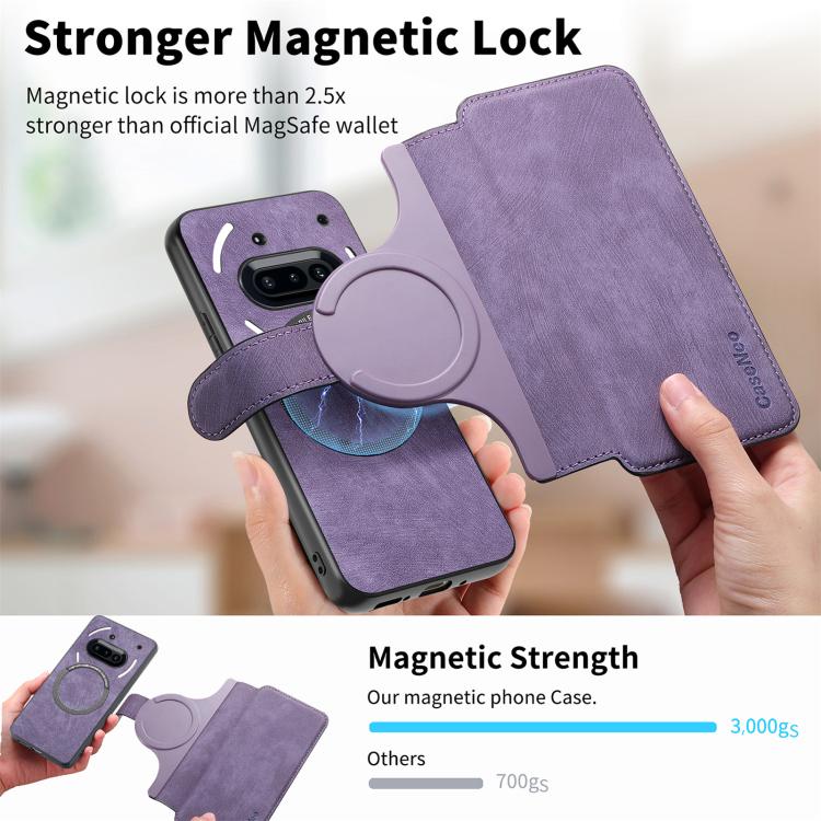 For Nothing Phone 3a CaseNeo MagSafe RFID Anti-theft Retro Leather Phone Case(Purple)