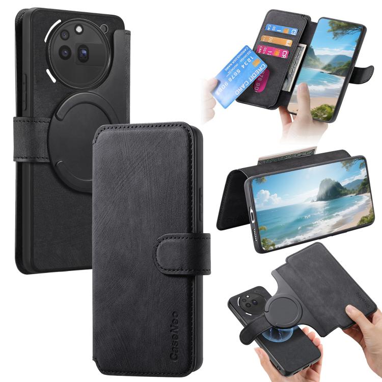 For Nothing Phone 3a Pro CaseNeo MagSafe RFID Anti-theft Retro Leather Phone Case(Black)