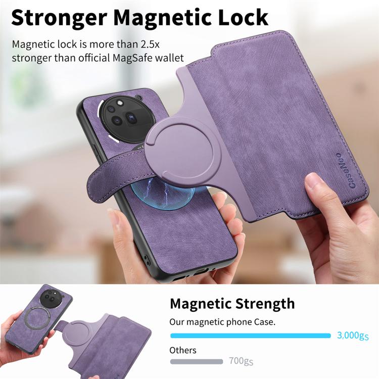 For Nothing Phone 3a Pro CaseNeo MagSafe RFID Anti-theft Retro Leather Phone Case(Purple)