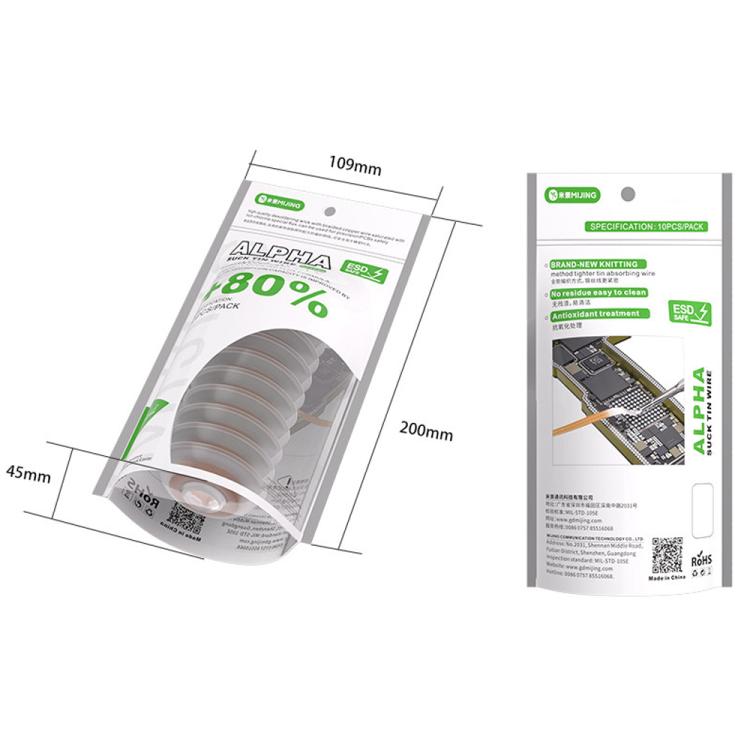 Mijing 10 in 1 Motherboard IC Chip Cleaning Alpha Tin-Absorbing Wire, Model:AR-2015