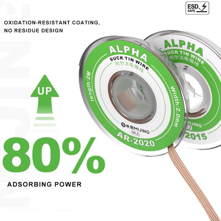 Mijing 10 in 1 Motherboard IC Chip Cleaning Alpha Tin-Absorbing Wire, Model:AR-2020