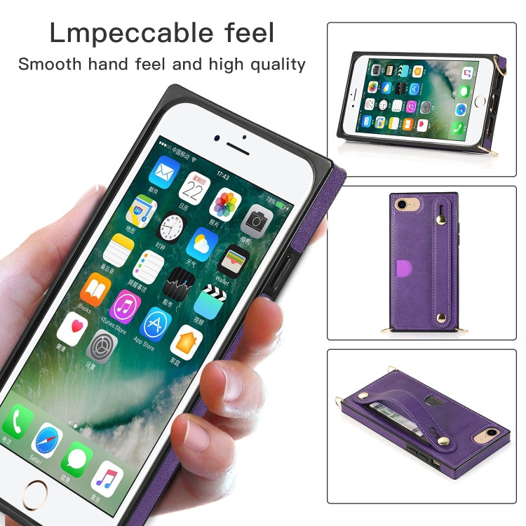Wrist Strap PU+TPU Shockproof Protective Case with Crossbody Lanyard & Holder & Card Slot, For iPhone 6, For iPhone 7 / 8 / SE 2020, For iPhone 6 Plus, For iPhone 8 Plus / 7 Plus