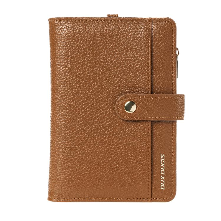 DUX DUCIS PU Leather RFID Multi-card Wallet with Lanyard(Brown)