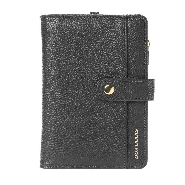 DUX DUCIS PU Leather RFID Multi-card Wallet with Lanyard(Grey)