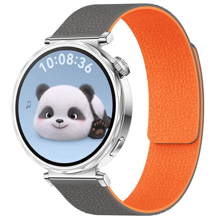 xDfind Flat Head Litchi Texture Magnetic Silicone Watch Band, 14mm, 18mm