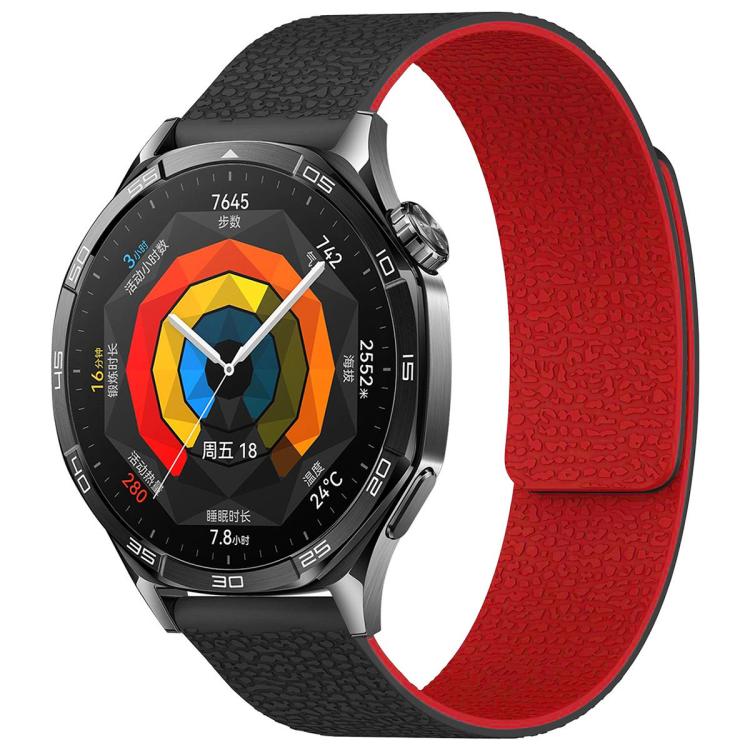 xDfind Flat Head Litchi Texture Magnetic Silicone Watch Band, 20mm, 22mm