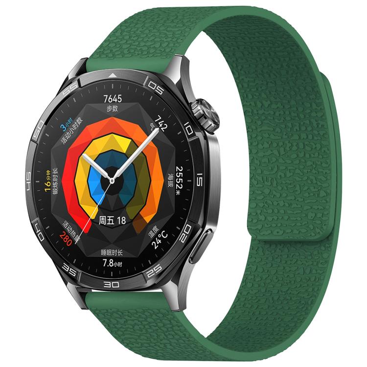 xDfind Flat Head Litchi Texture Magnetic Silicone Watch Band, 20mm, 22mm