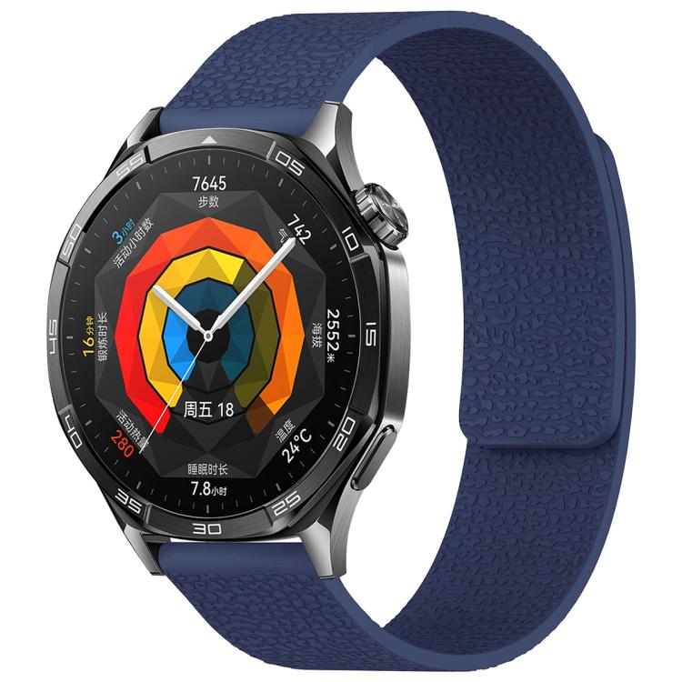xDfind Flat Head Litchi Texture Magnetic Silicone Watch Band, 20mm, 22mm