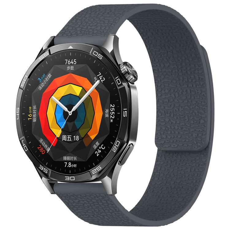 xDfind Flat Head Litchi Texture Magnetic Silicone Watch Band, 22mm, 14mm