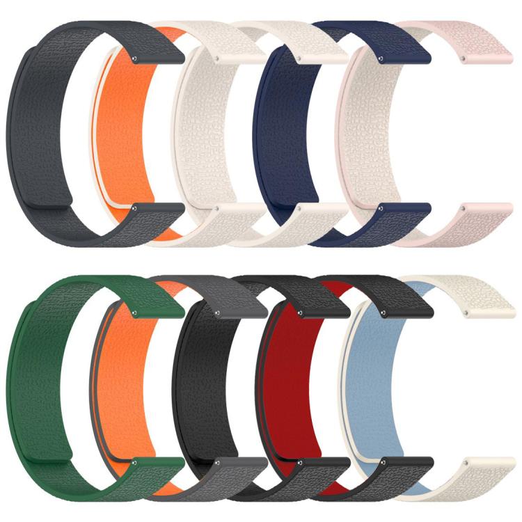 xDfind Flat Head Litchi Texture Magnetic Silicone Watch Band, 20mm, 22mm