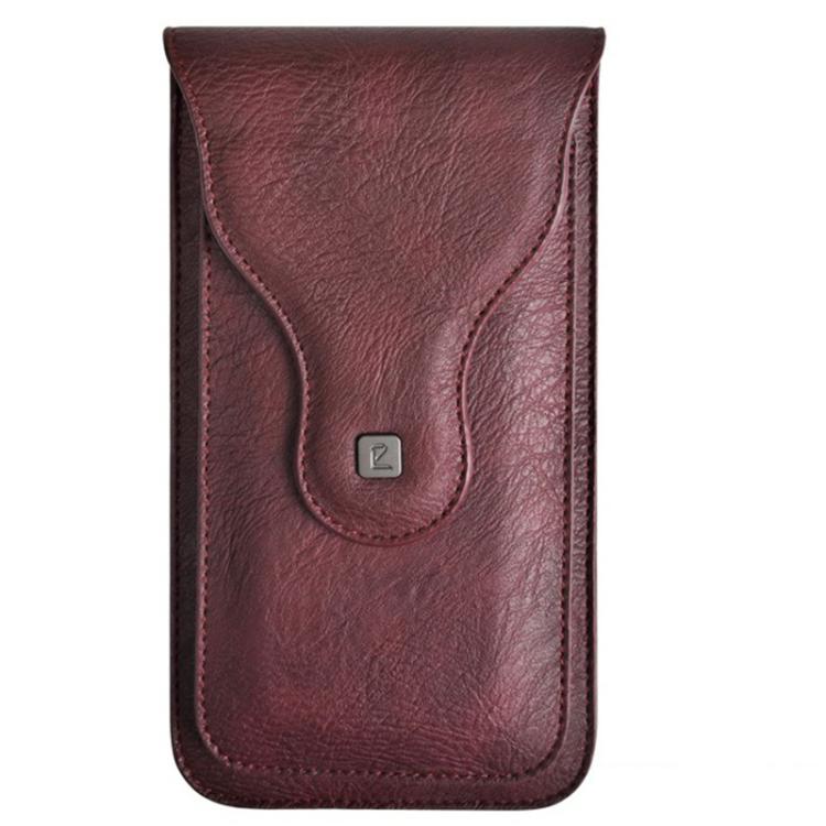VIETAO Dual-Layer Pockets Crazy Horse Waist-Hanging Phone Bag(Wine Red)