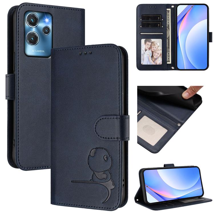 Litter Panda Embossing RFID Leather Phone Case with Lanyard, For Oukitel C35, For Oukitel C33, For Oukitel C32