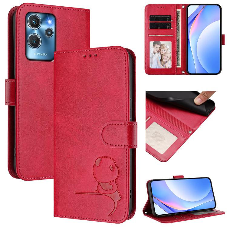 Litter Panda Embossing RFID Leather Phone Case with Lanyard, For Oukitel C35, For Oukitel C33, For Oukitel C32