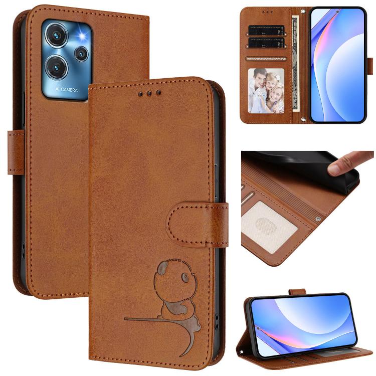 Litter Panda Embossing RFID Leather Phone Case with Lanyard, For Oukitel C35, For Oukitel C33, For Oukitel C32