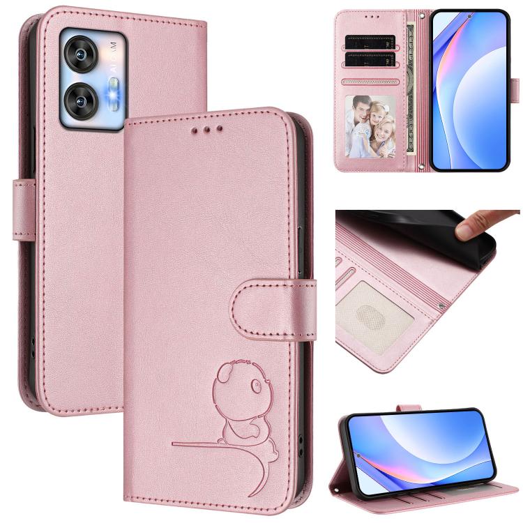 Litter Panda Embossing RFID Leather Phone Case with Lanyard, For Oukitel C35, For Oukitel C33, For Oukitel C32