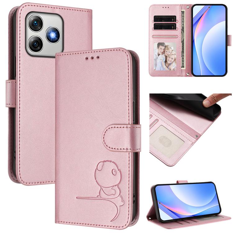 Litter Panda Embossing RFID Leather Phone Case with Lanyard, For Ulefone Note 21, For Ulefone Note 18 Ultra / 18 Pro, For Ulefone Note 20 Pro, For Ulefone Note 19