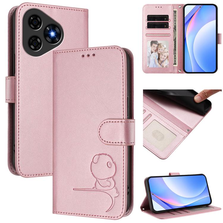 Litter Panda Embossing RFID Leather Phone Case with Lanyard, For Ulefone Note 21, For Ulefone Note 18 Ultra / 18 Pro, For Ulefone Note 20 Pro, For Ulefone Note 19