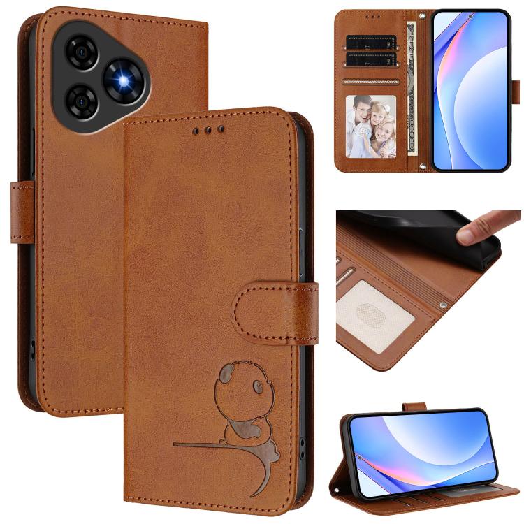 Litter Panda Embossing RFID Leather Phone Case with Lanyard, For Ulefone Note 21, For Ulefone Note 18 Ultra / 18 Pro, For Ulefone Note 20 Pro, For Ulefone Note 19