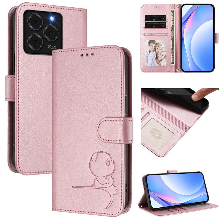 Litter Panda Embossing RFID Leather Phone Case with Lanyard, For Ulefone Note 21, For Ulefone Note 18 Ultra / 18 Pro, For Ulefone Note 20 Pro, For Ulefone Note 19