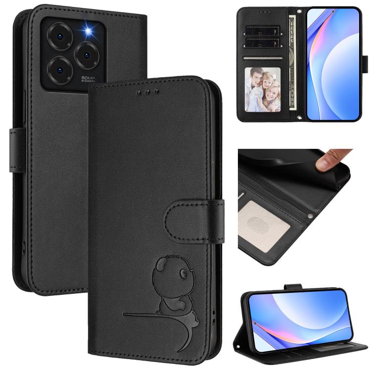 Litter Panda Embossing RFID Leather Phone Case with Lanyard, For Ulefone Note 21, For Ulefone Note 18 Ultra / 18 Pro, For Ulefone Note 20 Pro, For Ulefone Note 19