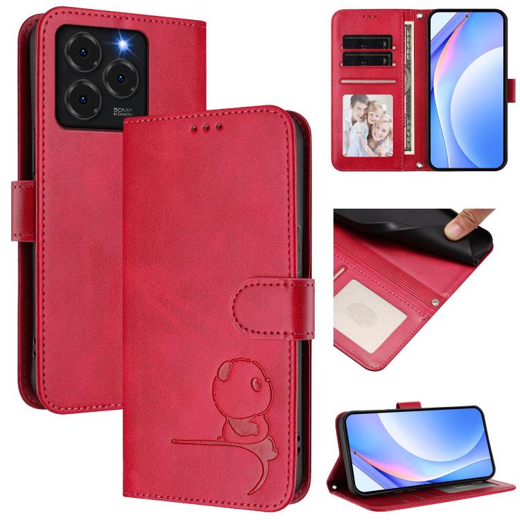 Litter Panda Embossing RFID Leather Phone Case with Lanyard, For Ulefone Note 21, For Ulefone Note 18 Ultra / 18 Pro, For Ulefone Note 20 Pro, For Ulefone Note 19