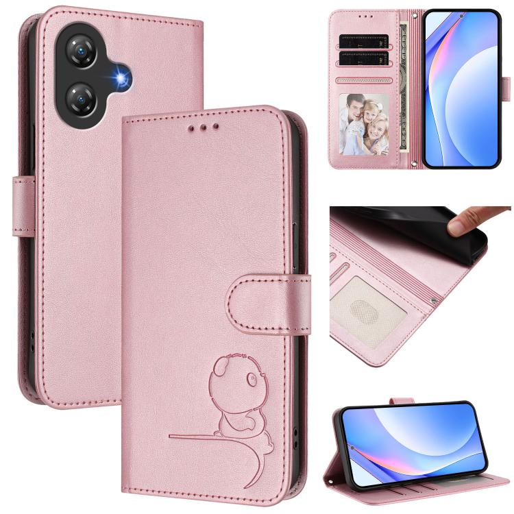 Litter Panda Embossing RFID Leather Phone Case with Lanyard, For Ulefone Note 21, For Ulefone Note 18 Ultra / 18 Pro, For Ulefone Note 20 Pro, For Ulefone Note 19
