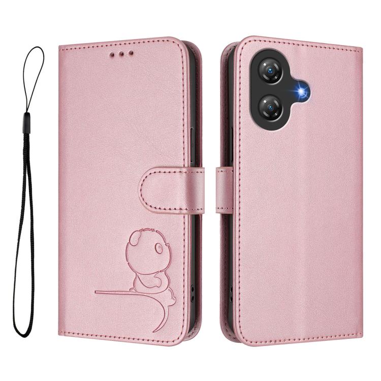 Litter Panda Embossing RFID Leather Phone Case with Lanyard, For Ulefone Note 21, For Ulefone Note 18 Ultra / 18 Pro, For Ulefone Note 20 Pro, For Ulefone Note 19
