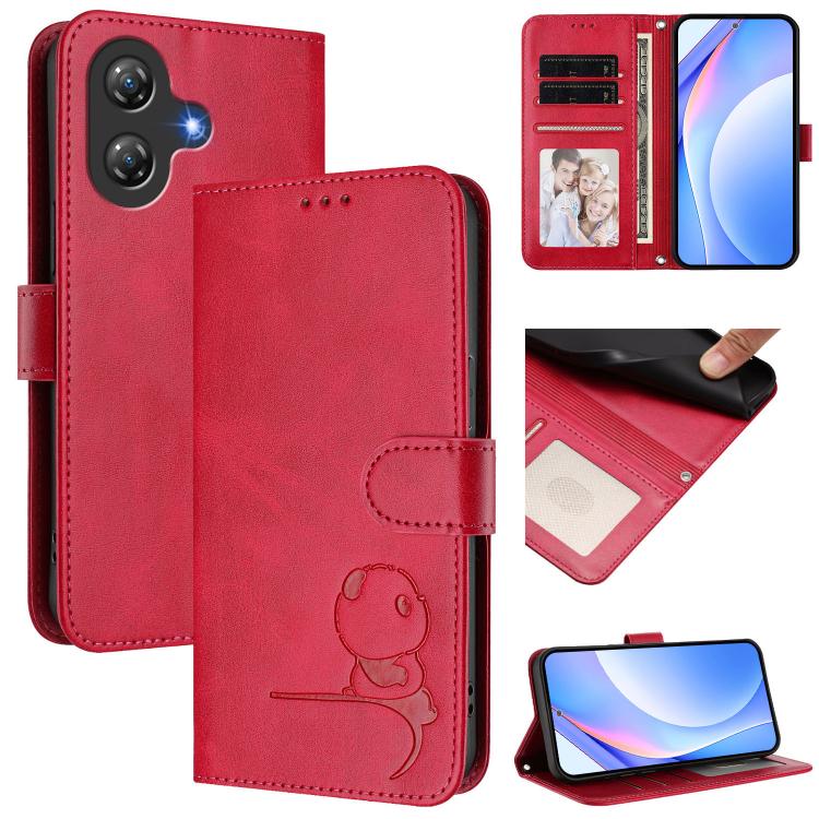 Litter Panda Embossing RFID Leather Phone Case with Lanyard, For Ulefone Note 21, For Ulefone Note 18 Ultra / 18 Pro, For Ulefone Note 20 Pro, For Ulefone Note 19