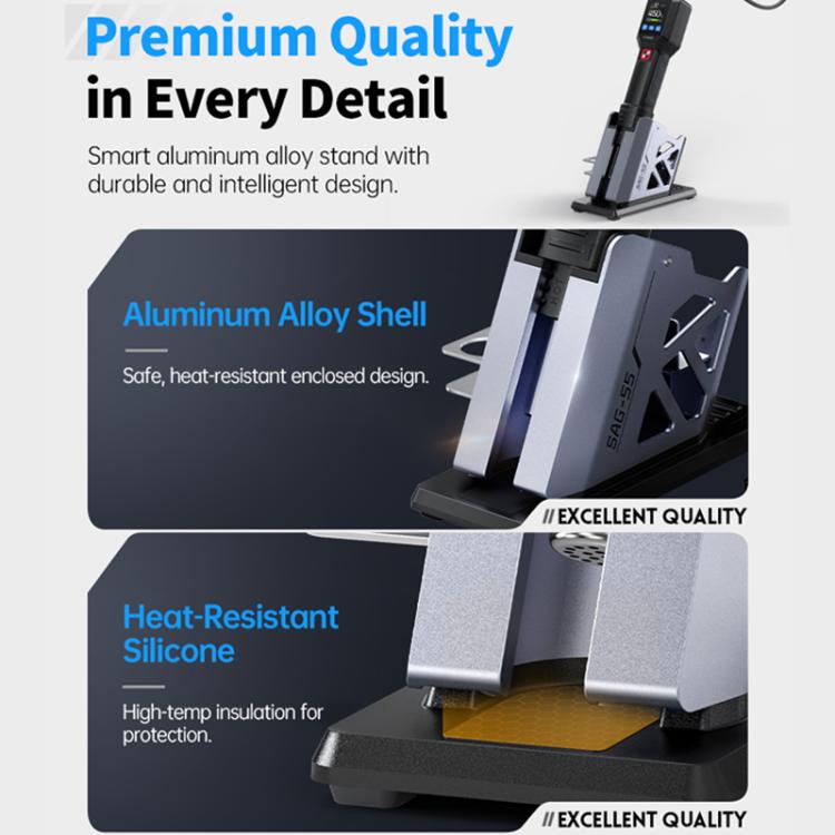 FNIRSI SAG-55 550W High Temperature Portable Micro Hot Air Gun, Type:High-match Metal Base(EU Plug)