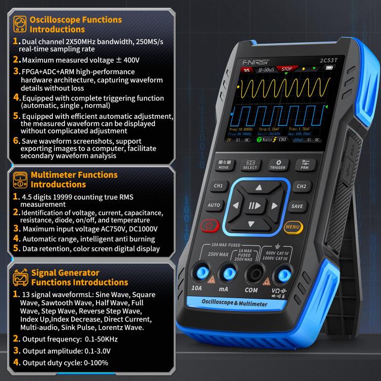 FNIRSI 2C53T Dual Channel 50M Digital Multimeter, Standard Version, High-end Version