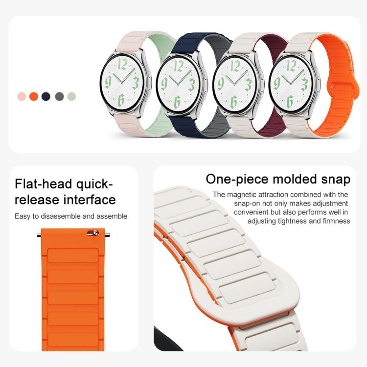 xDfind Reverse Buckle Tri-beads Magnetic Silicone Watch Band, 20mm, 22mm