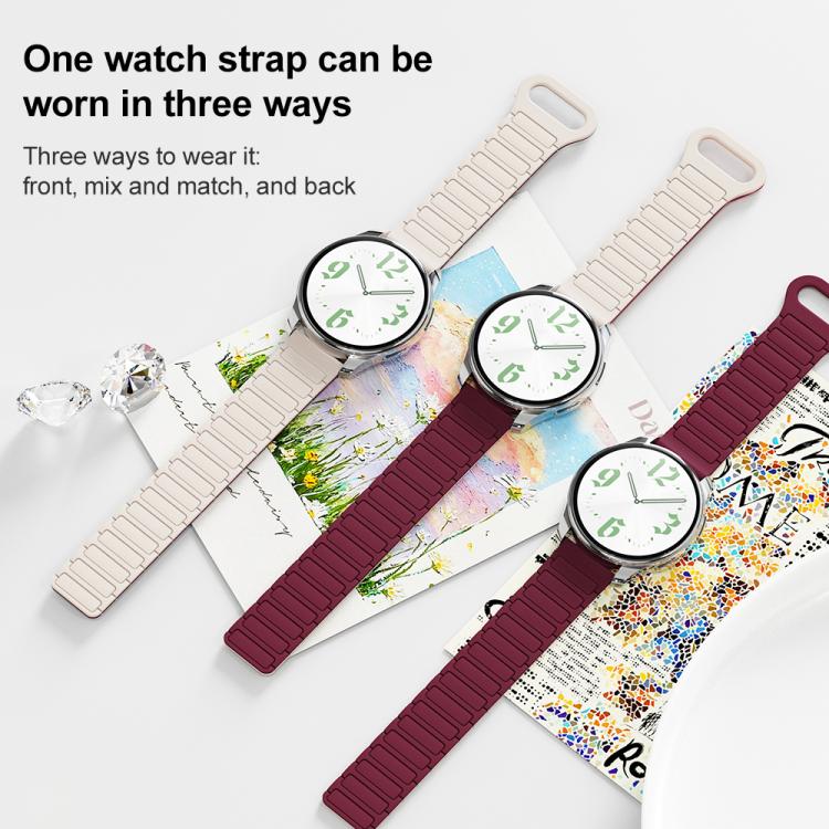 xDfind Reverse Buckle Tri-beads Magnetic Silicone Watch Band, 20mm, 22mm