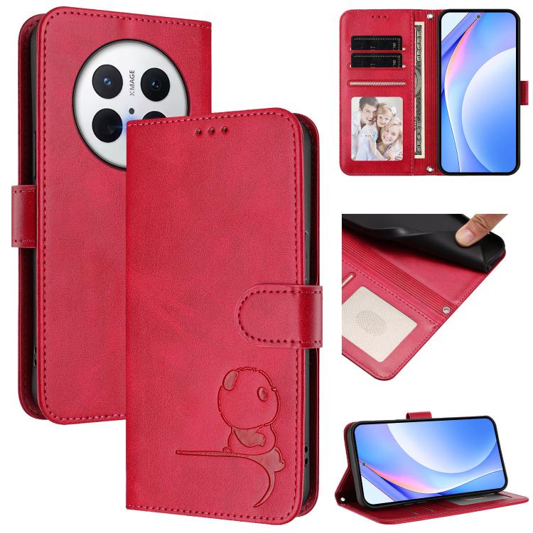 Litter Panda Embossing RFID Leather Phone Case with Lanyard, For Huawei nova 12i / nova 13i 4G, For Huawei Mate 70 Pro, For Huawei Mate 70, For Huawei nova 13 Pro