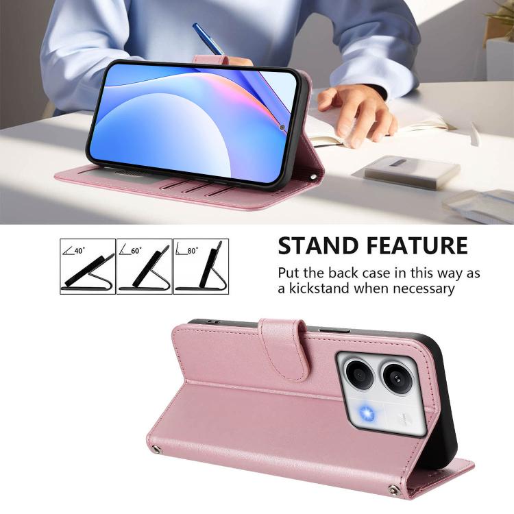 Litter Panda Embossing RFID Leather Phone Case with Lanyard, For Redmi Note 13 5G, For Redmi Note 13 Pro+ 5G, For Redmi 12 4G / 12 5G Global / India, For Redmi Note 12T Pro / Poco X4 GT