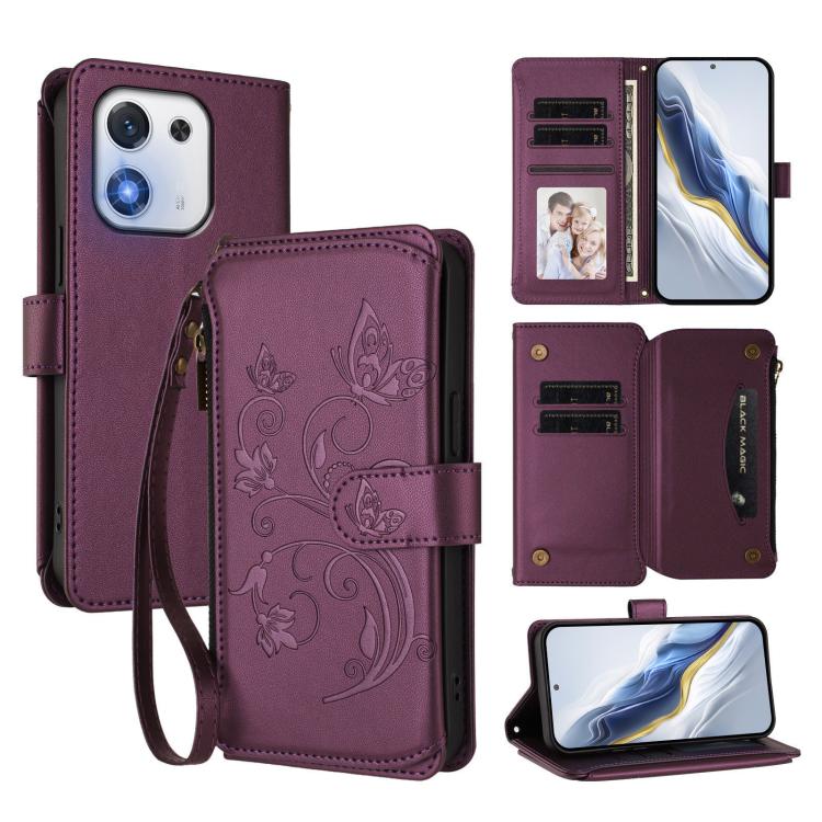 Butterfly Love Flower Multi-card Zipper Wallet Leather Phone Case, For Honor X5c Plus, For Honor 400 Smart, For Honor X70i 5G