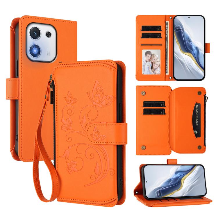 Butterfly Love Flower Multi-card Zipper Wallet Leather Phone Case, For Honor X5c Plus, For Honor 400 Smart, For Honor X70i 5G