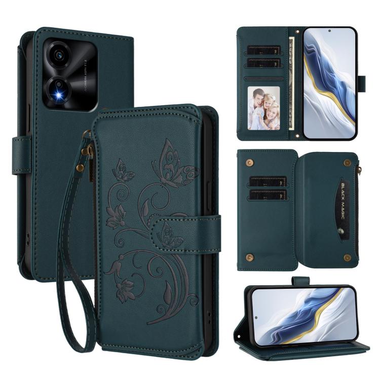 Butterfly Love Flower Multi-card Zipper Wallet Leather Phone Case, For Honor X5c Plus, For Honor 400 Smart, For Honor X70i 5G