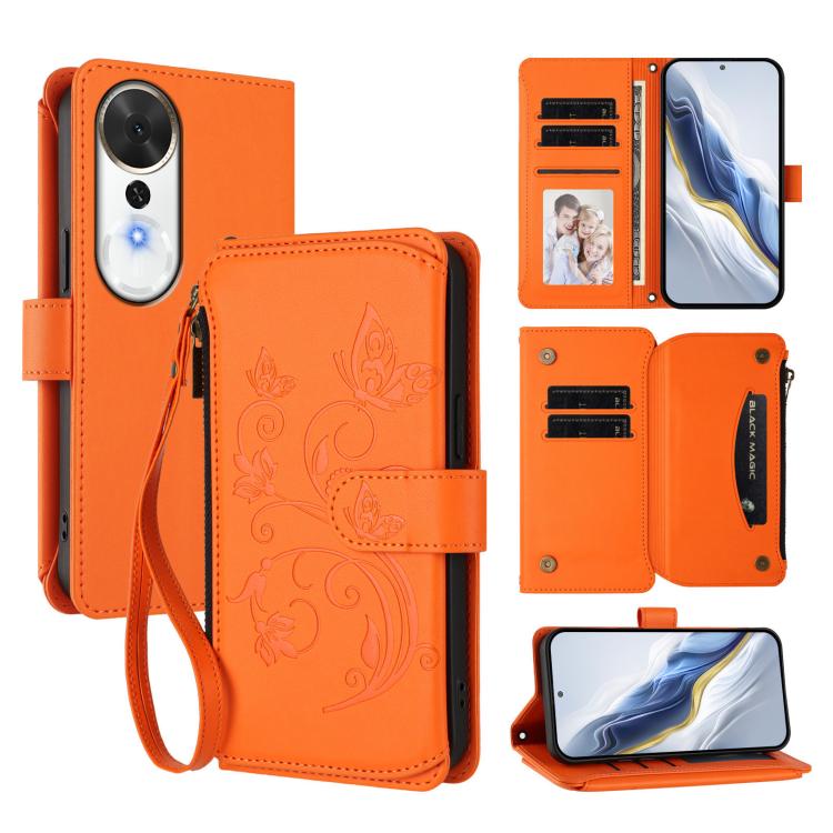 Butterfly Love Flower Multi-card Zipper Wallet Leather Phone Case, For Honor Magic8 Pro, For Honor Magic8, For Honor Play 70 Plus