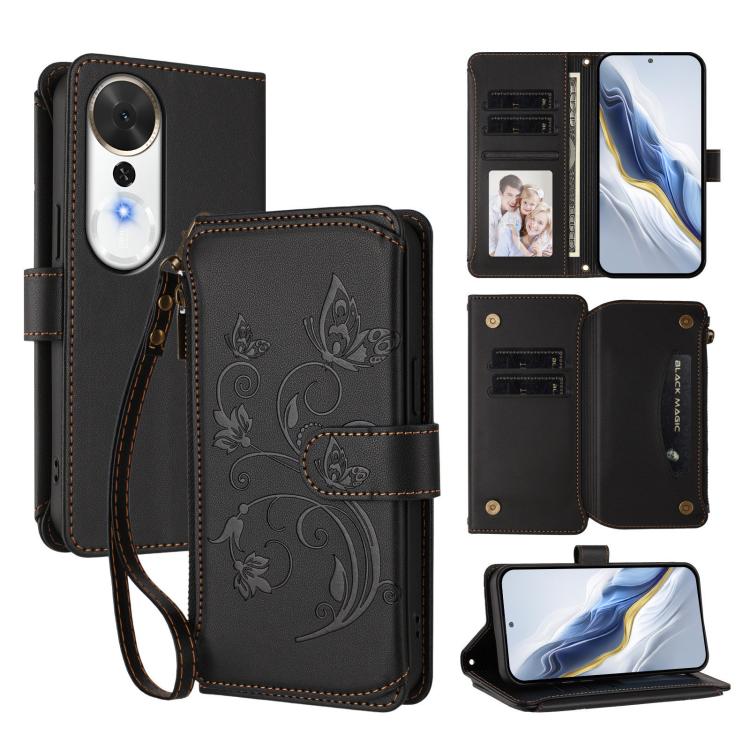 Butterfly Love Flower Multi-card Zipper Wallet Leather Phone Case, For Honor Magic8 Pro, For Honor Magic8, For Honor Play 70 Plus