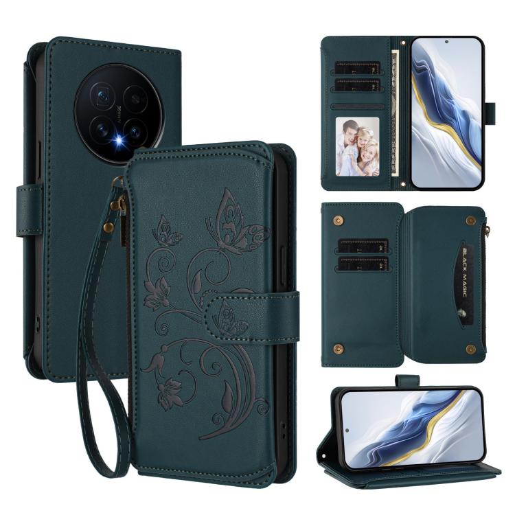 Butterfly Love Flower Multi-card Zipper Wallet Leather Phone Case, For Honor Magic8 Pro, For Honor Magic8, For Honor Play 70 Plus
